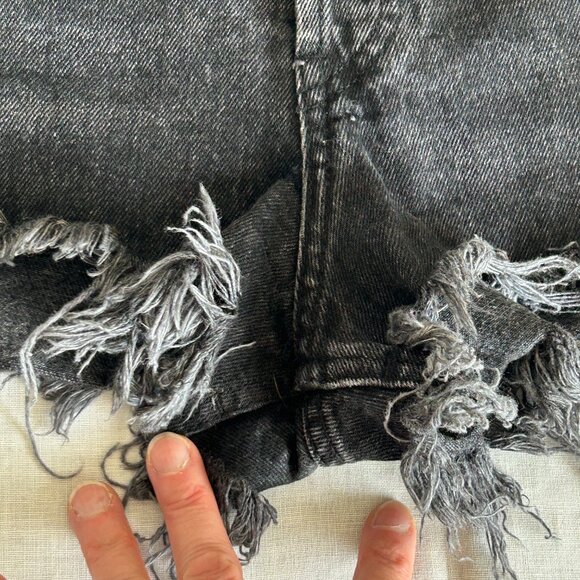 Zara Womens High Rise Denim Cutoff Shorts Size 6 Black Distressed Raw Hem Summer - Picture 12 of 16